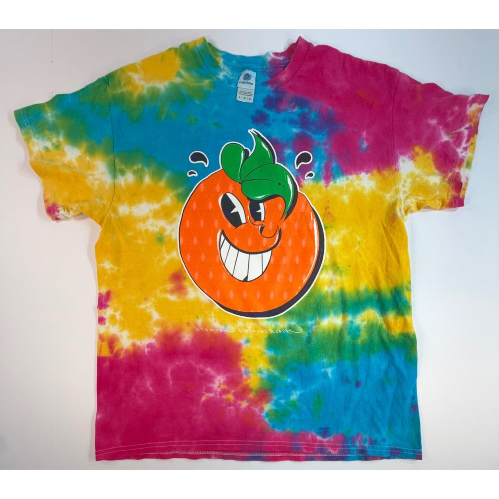 Atomik Orange Biscayne Roach Colortone Tie Dye T-Shirt Mens L Miami Street Art